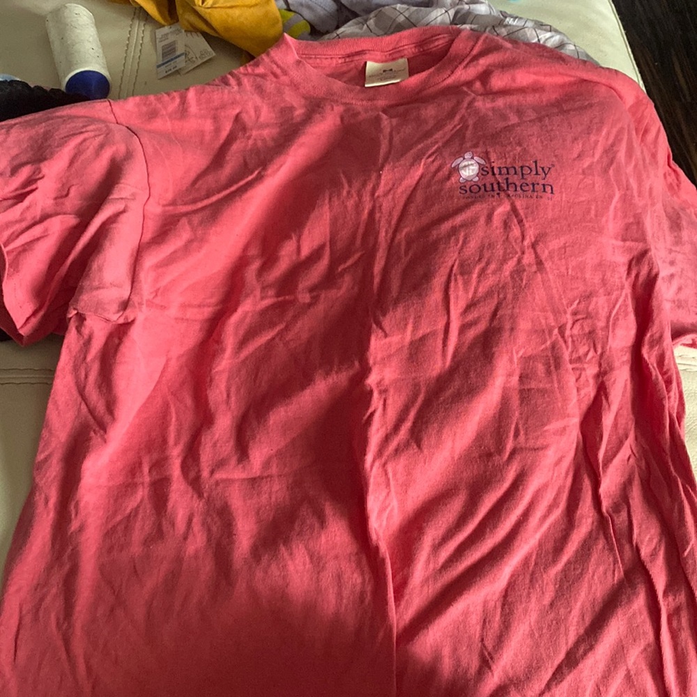 Pink simply southern shirt with turtle on back